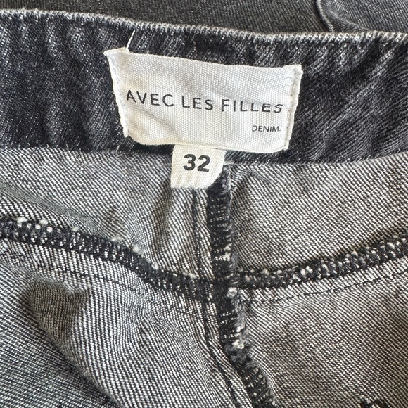 Avec Les Filles Washed Black Straight Leg Jeans - Picture 4 of 5